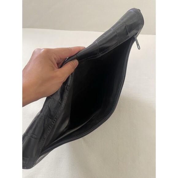 Vintage Robinson’s‎ Crescent Crossbody Genuine Leather Black Purse Made In Italy - Picture 7 of 16